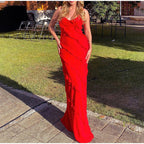 Women's Flattering Ruffled Long Dress | Versatile Cotton-Polyester Blend for Day to Evening Wear
