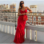 Women's Flattering Ruffled Long Dress | Versatile Cotton-Polyester Blend for Day to Evening Wear