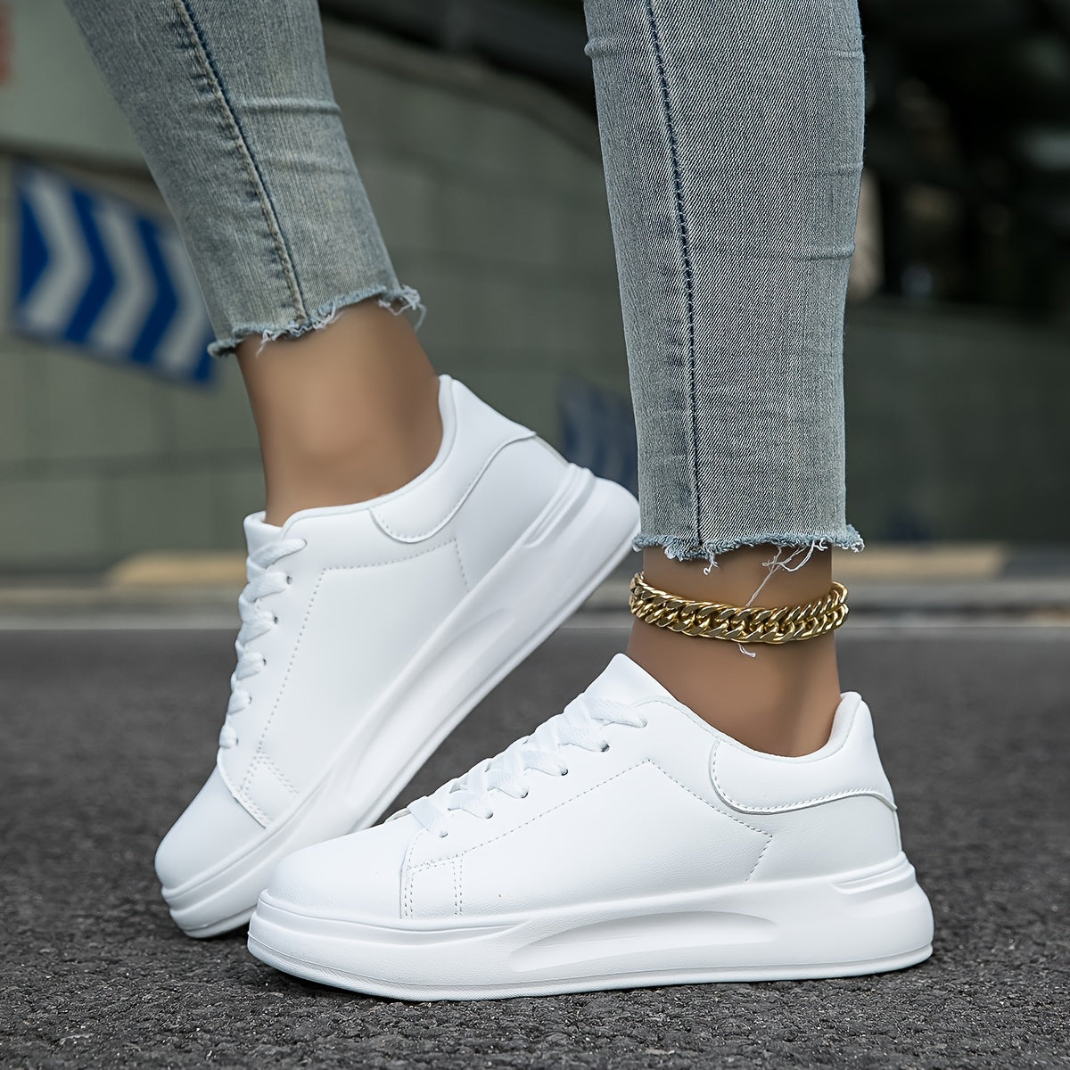 Women’s Clean White Leather Sneakers | Minimalist Design, Cushioned Insole & Ideal for Everyday Casual Wear