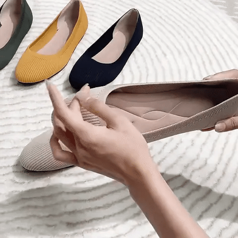 Ergonomic Pain-Relieving Ballerina Flats | Non-Slip, Breathable & Ideal for Foot Health and Everyday Wear