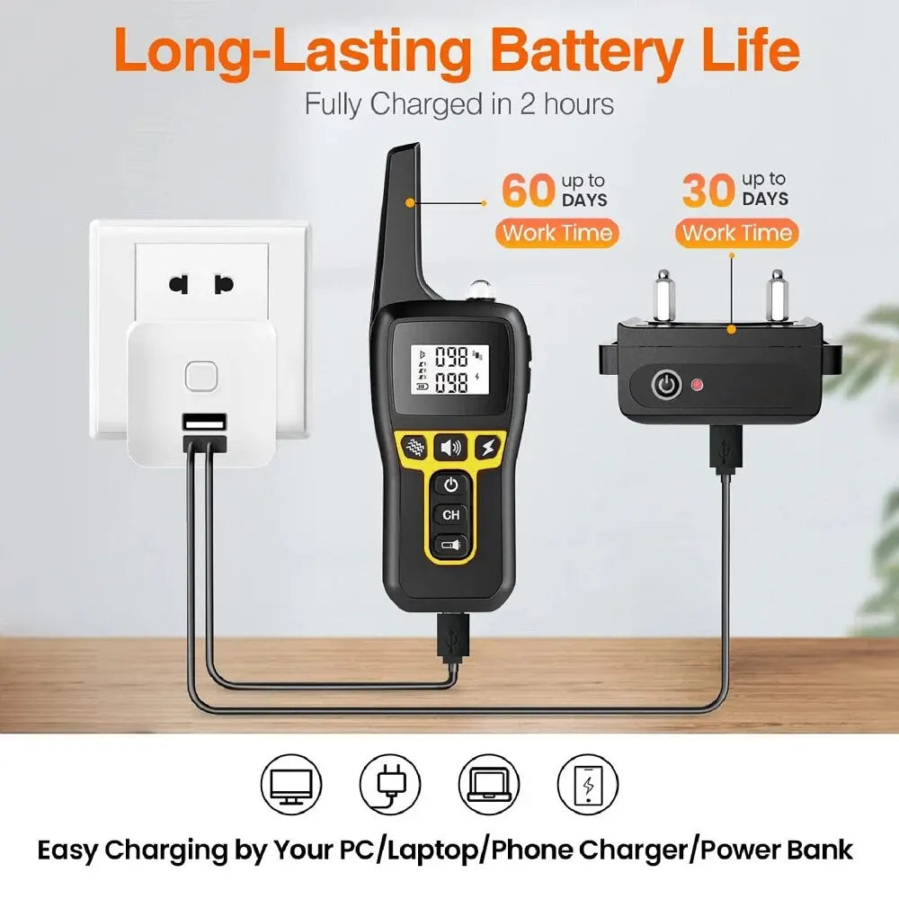 Halsband für Hunde – 1000 m Trainingshalsband wasserdicht wiederaufladbar mit Fernbedienung