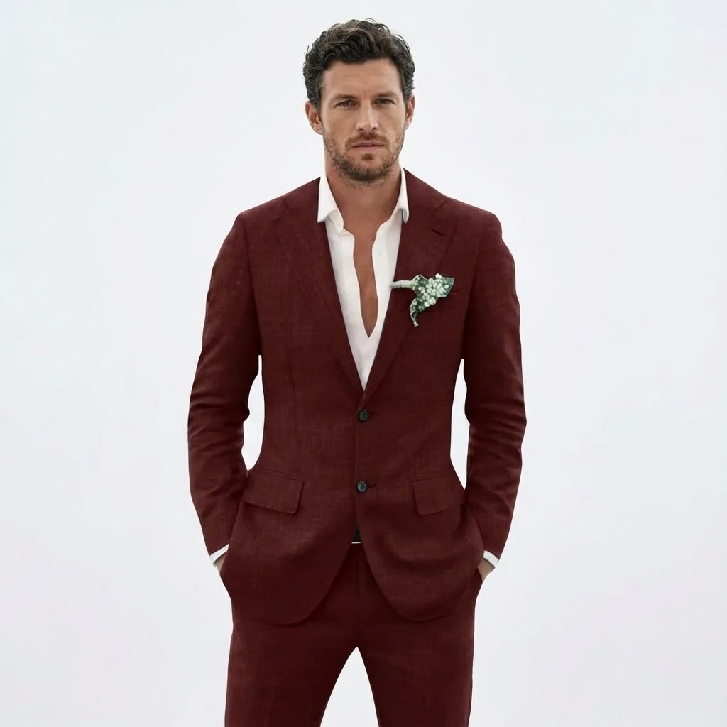 Men’s Tailored Two-Piece Linen Suit