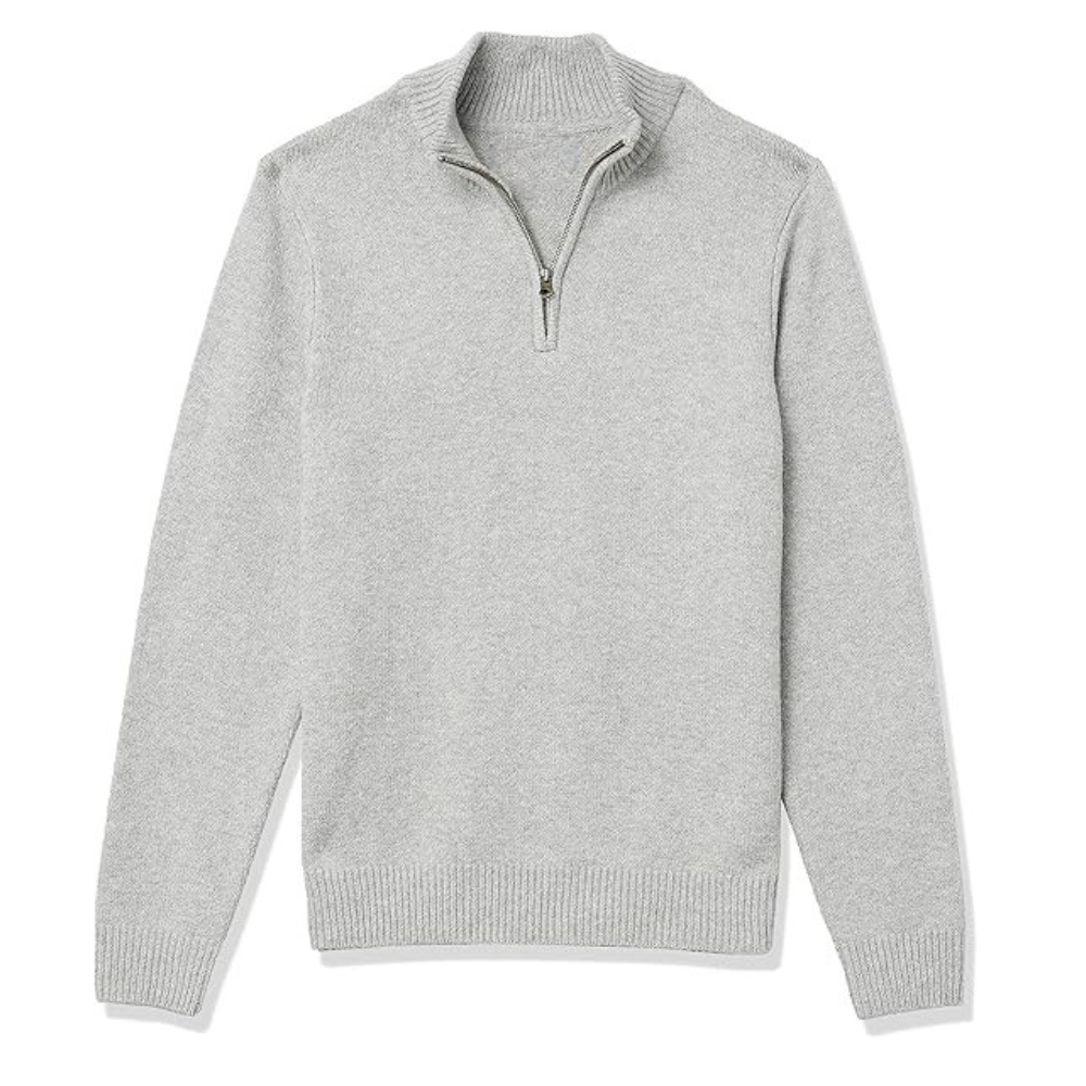 Mens Half Zip Sweater - V-Neck Knit | Smart Casual Lightweight Jumper