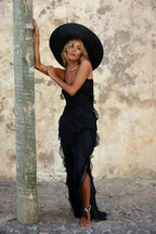 Women's Flattering Ruffled Long Dress | Versatile Cotton-Polyester Blend for Day to Evening Wear
