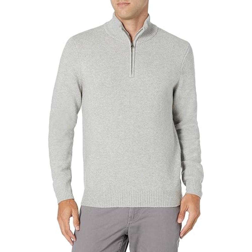 Mens Half Zip Sweater - V-Neck Knit | Smart Casual Lightweight Jumper