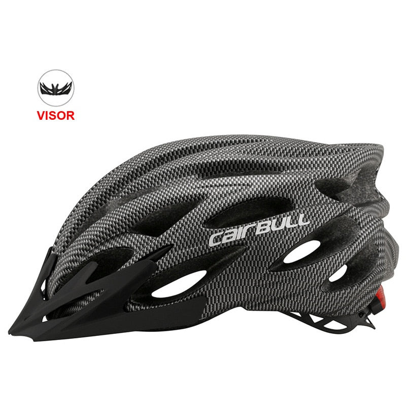 Rennradhelm mit Visier und Rücklicht – Sportlicher Fahrradhelm für MTB und Straße, Größe 54–61 cm