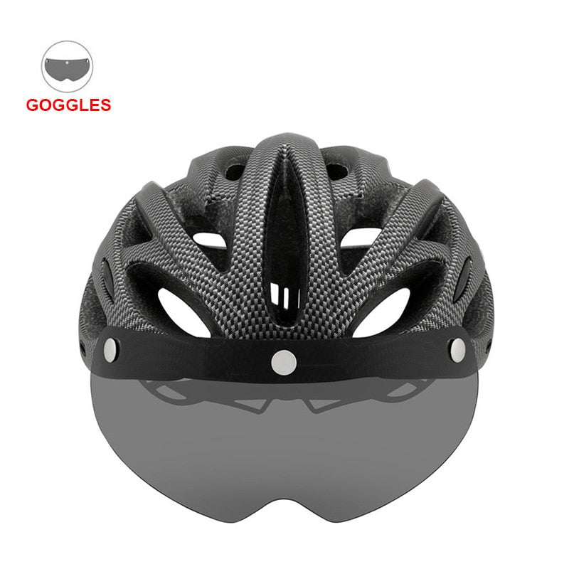 Rennradhelm mit Visier und Rücklicht – Sportlicher Fahrradhelm für MTB und Straße, Größe 54–61 cm
