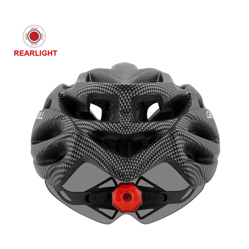 Rennradhelm mit Visier und Rücklicht – Sportlicher Fahrradhelm für MTB und Straße, Größe 54–61 cm