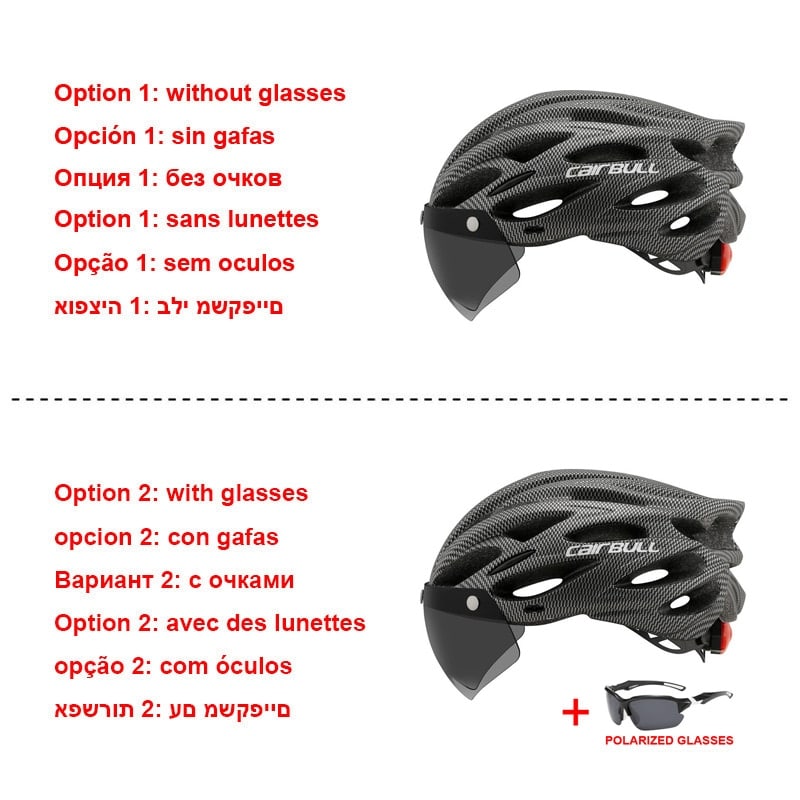 Rennradhelm mit Visier und Rücklicht – Sportlicher Fahrradhelm für MTB und Straße, Größe 54–61 cm
