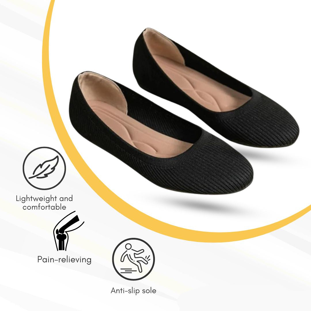 Ergonomic Pain-Relieving Ballerina Flats | Non-Slip, Breathable & Ideal for Foot Health and Everyday Wear