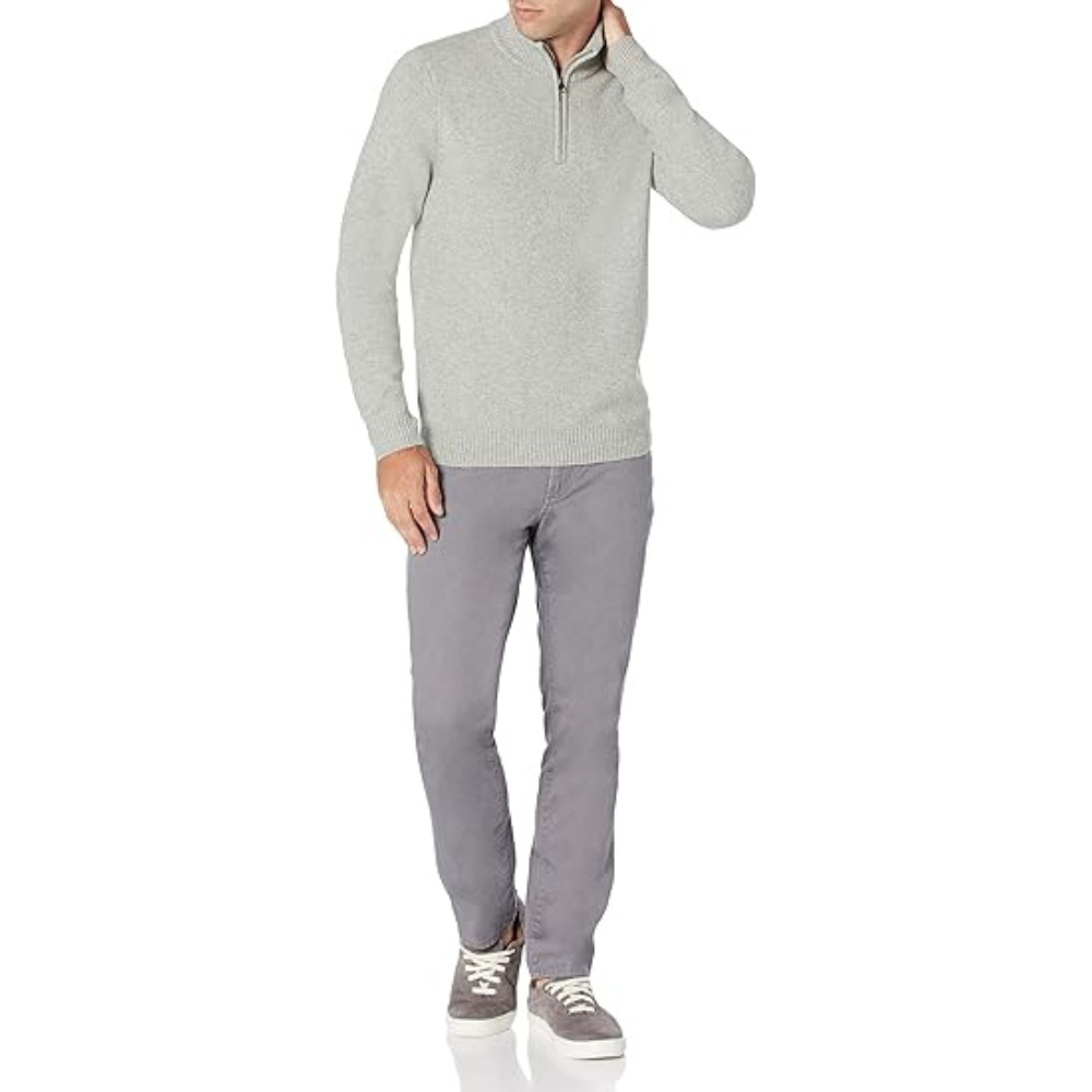 Mens Half Zip Sweater - V-Neck Knit | Smart Casual Lightweight Jumper