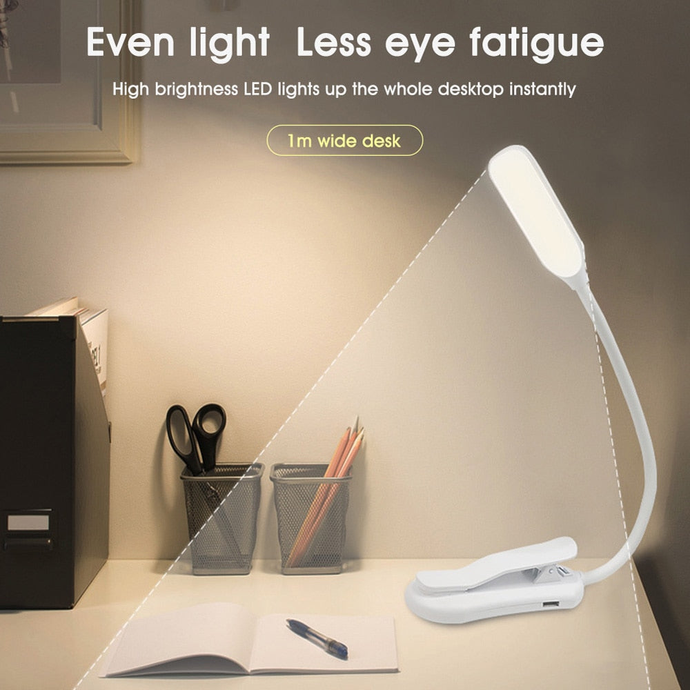 LED Leselampe mit Akku – Wiederaufladbare Buchlampe mit Klemme, 7 LEDs und flexiblem 360° Design
