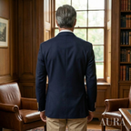 Men’s Structured Blazer | Classic Notch Lapel with Gold Button Detailing for Business and Smart Casual Wear