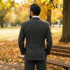 Men’s Tailored Three-Piece Tweed Tuxedo | Classic Fit for Weddings, Formal Events & Black-Tie Dinners