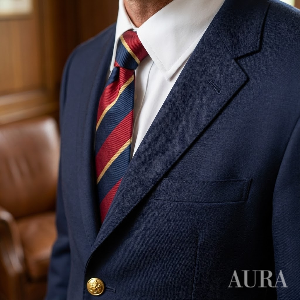 Men’s Structured Blazer | Classic Notch Lapel with Gold Button Detailing for Business and Smart Casual Wear