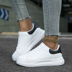Women’s Clean White Leather Sneakers | Minimalist Design, Cushioned Insole & Ideal for Everyday Casual Wear