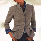 Women's Vintage Buttoned Winter Jacket | Tailored Fit, High Collar & Ideal for Cold Weather Outfits