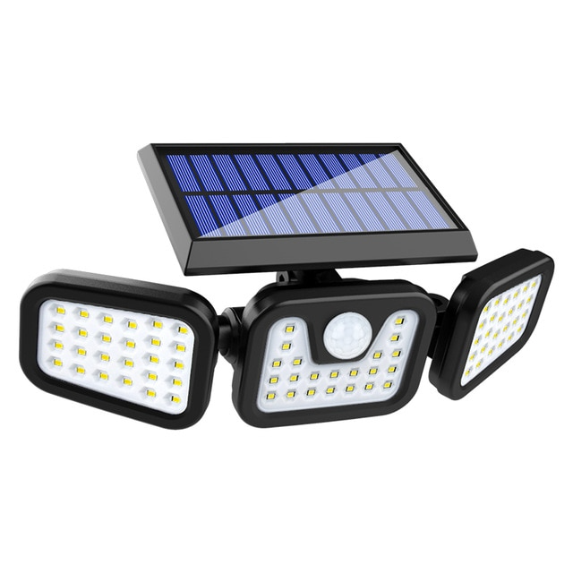 Solar Außenlampe mit Bewegungsmelder – LED Flutlicht mit 3 Strahlern für Garten, Hof und Garage