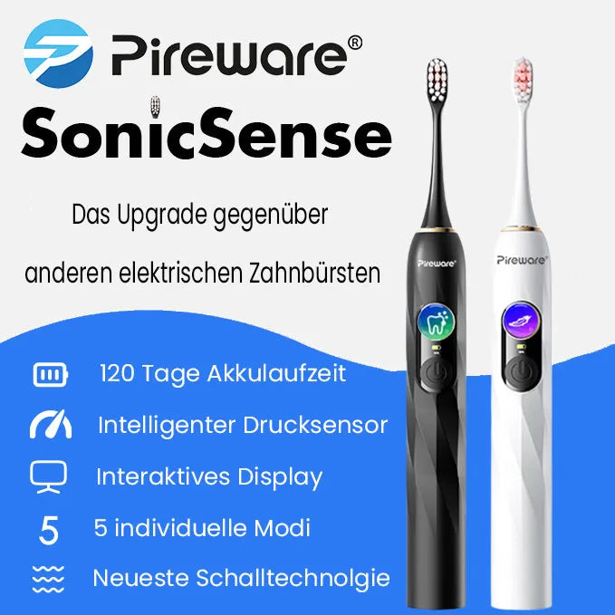 Elektrische Schallzahnbürste mit Display, Drucksensor und ultraschallbasierter Tiefenreinigung