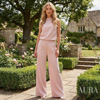 Women’s Wide Leg Jumpsuit | Round Neck, Mid-Waist Fit & Ideal for Office, Events, and Smart-Casual Wear