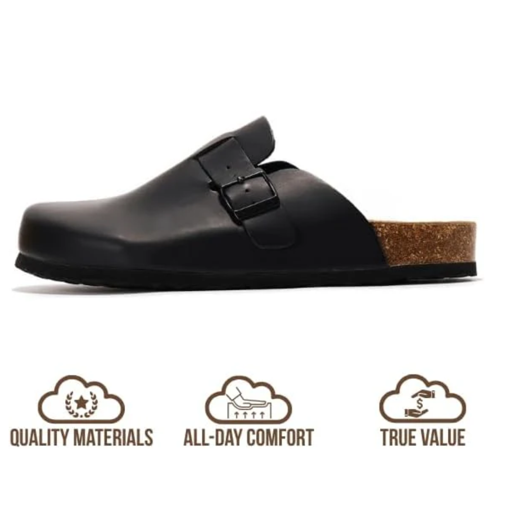 Men Leather Slip On - Closed Toes Slippers