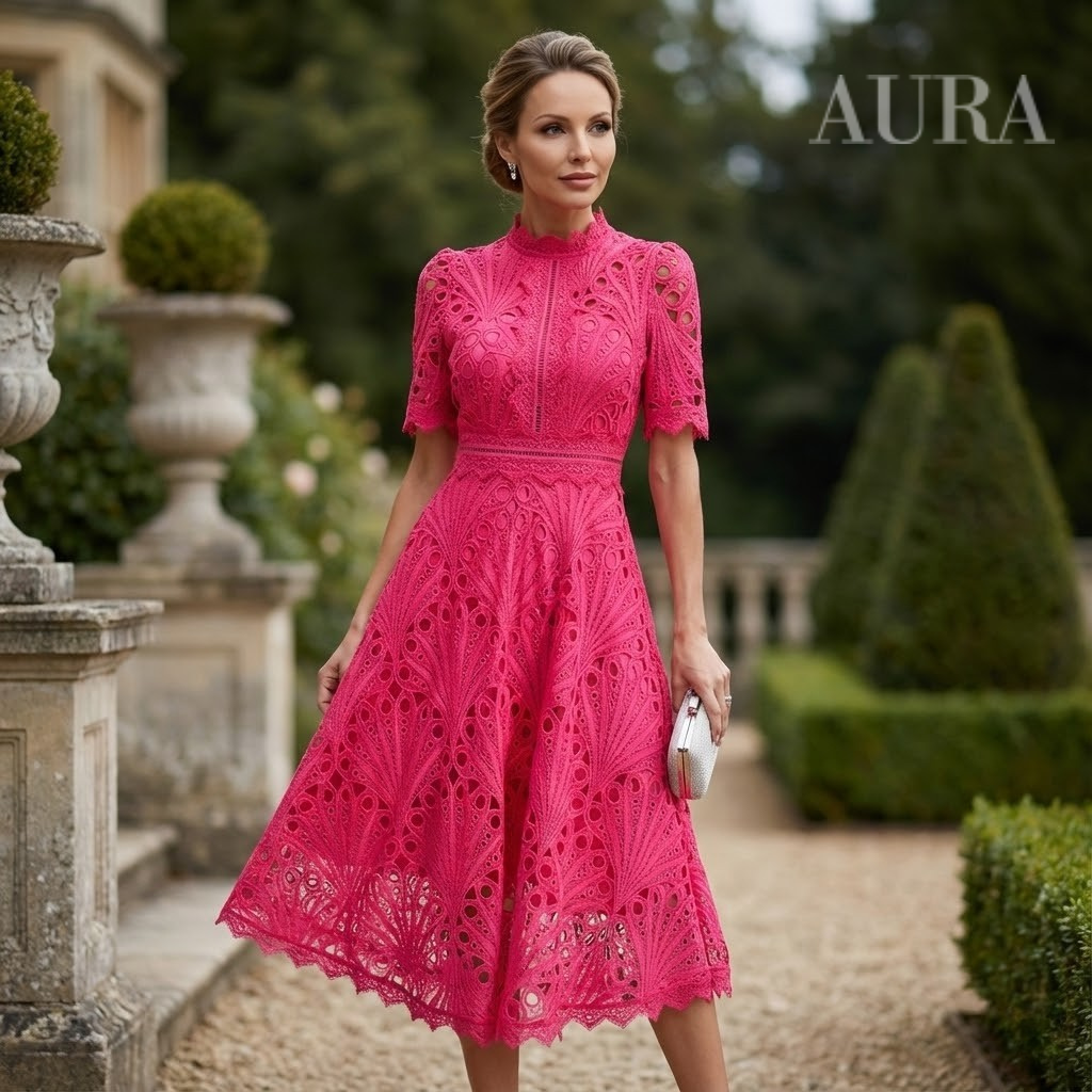 Lace Midi Dress With Sleeves