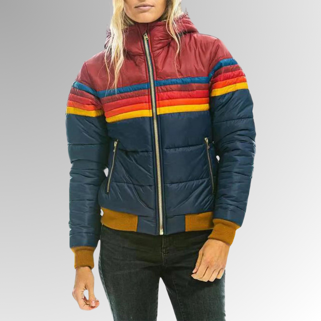 Women’s Waterproof Puffer Jacket | Insulated, Windproof & Bold Colorblock Design for Winter Adventures