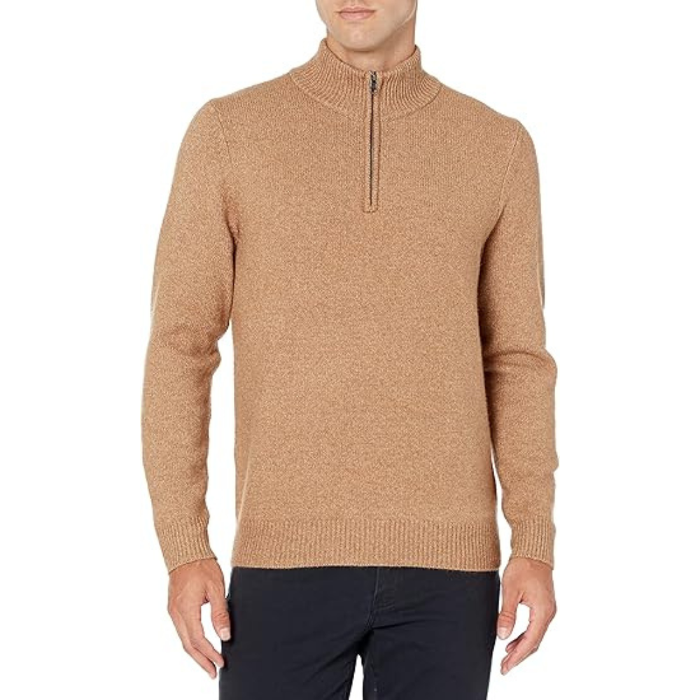 Mens Half Zip Sweater - V-Neck Knit | Smart Casual Lightweight Jumper