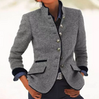 Women's Vintage Buttoned Winter Jacket | Tailored Fit, High Collar & Ideal for Cold Weather Outfits