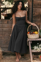 Midi Corset Dress | Adjustable Straps, Fitted Bodice & Flattering Fit for Casual to Formal Occasions