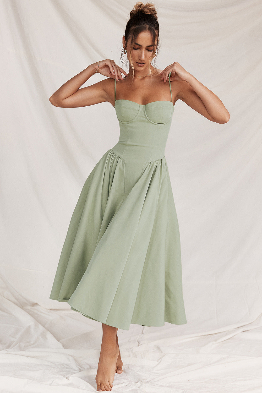 Midi Corset Dress | Adjustable Straps, Fitted Bodice & Flattering Fit for Casual to Formal Occasions