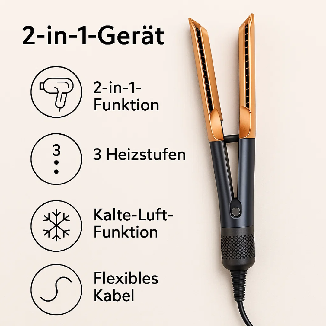 2-in-1 Föhn Glätteisen – Air Straight Dupe für glattes Haar und einfaches Styling