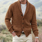 Men’s Ribbed Shawl Collar Cardigan | Smart Casual Layering with Front Pockets for Autumn & Winter