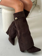 Women's Knee High Boots | Wide Flare Top, Block Heel & Versatile for Casual or Dressy Outfits