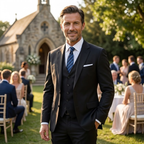 Men's Tailored Slim Fit Three-Piece Suit | Single-Breasted Jacket & Waistcoat for Business, Weddings & Formal Events