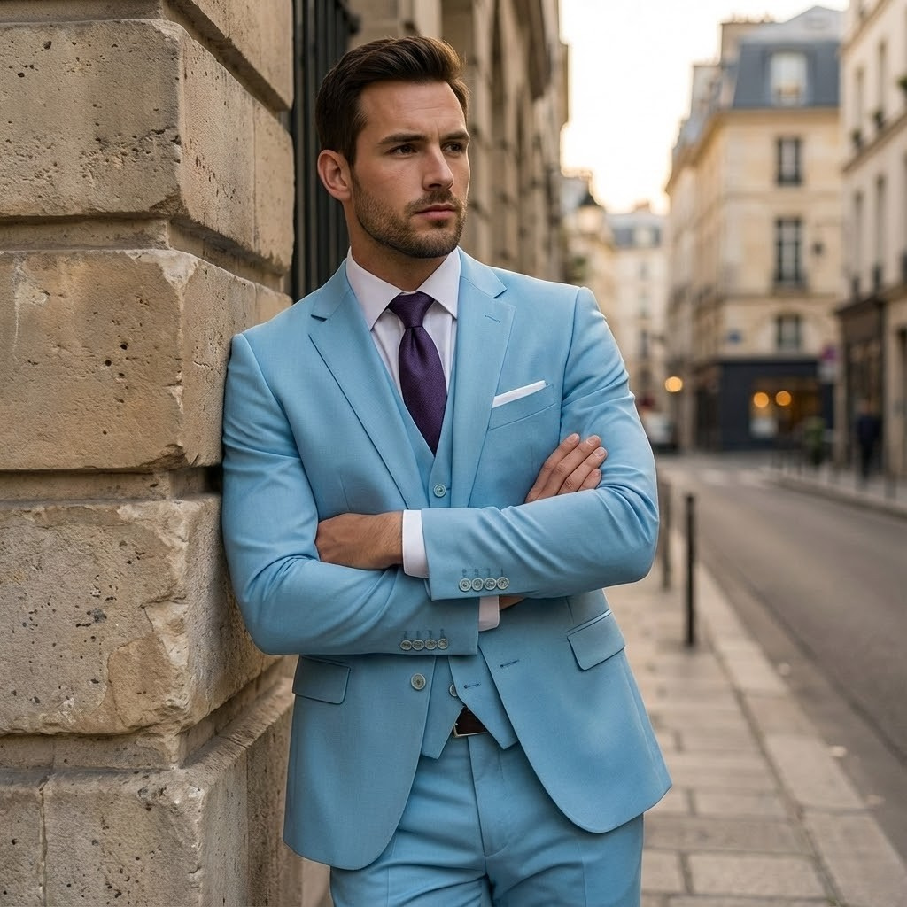 Men's Tailored Slim Fit Three-Piece Suit | Single-Breasted Jacket & Waistcoat for Business, Weddings & Formal Events