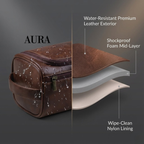 Mens Leather Wash Bag – Premium Toiletry Dopp Kit | Waterproof Travel Organizer