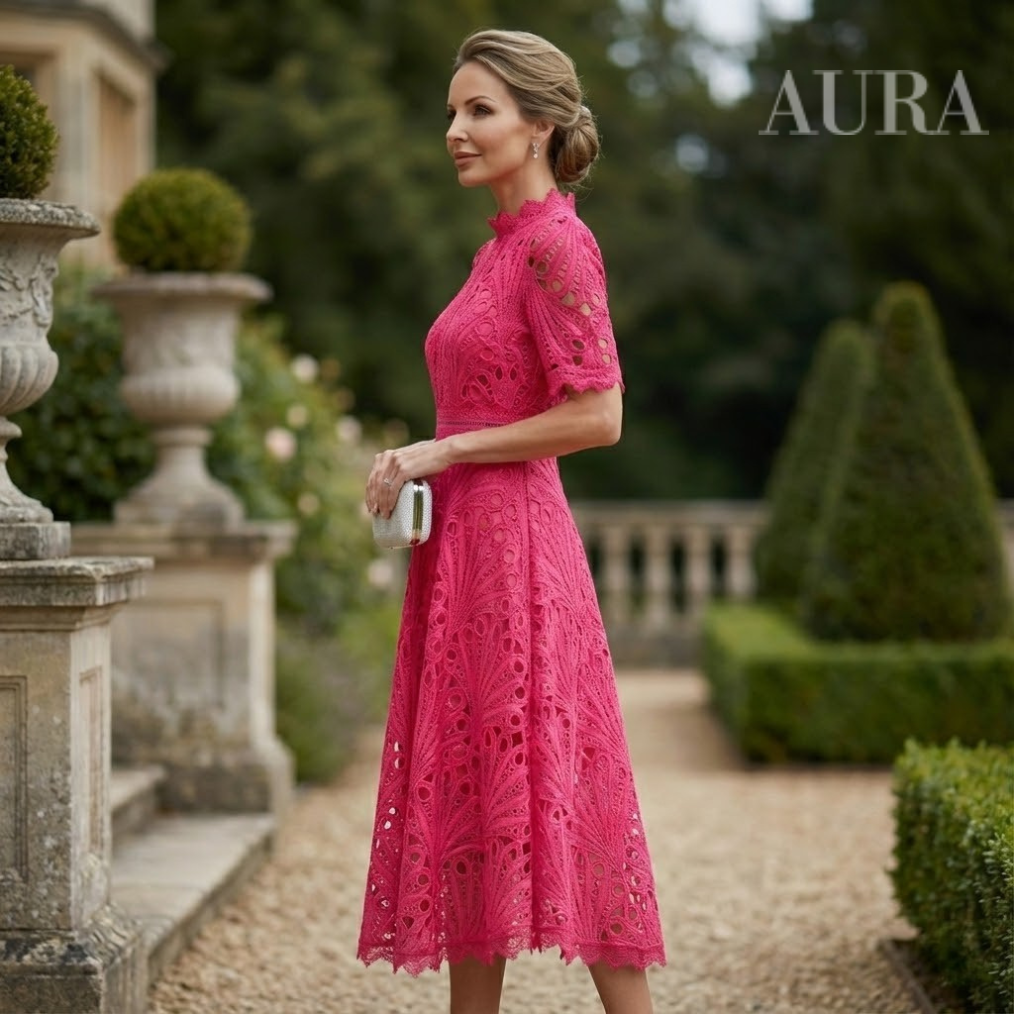 Lace Midi Dress With Sleeves