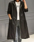 Women's Long Waterproof Raincoat | Weatherproof, Full-Zip & Adjustable Hood for Commuting and Travel