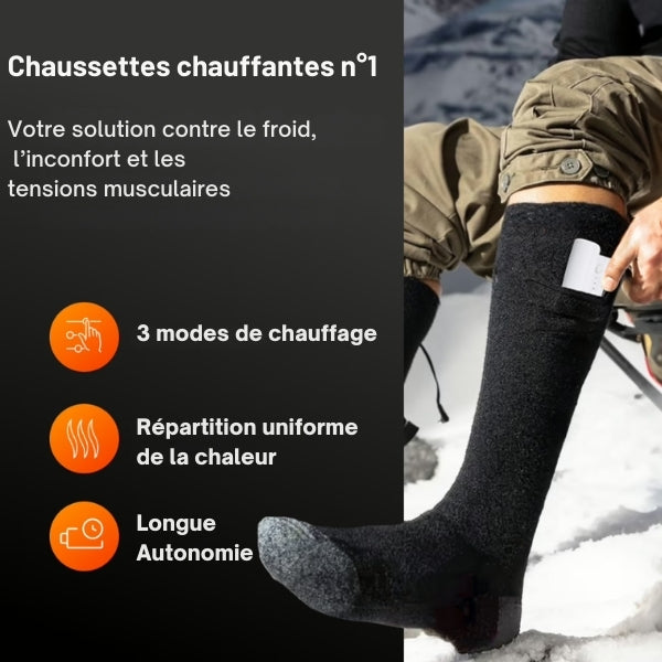 Wiederaufladbare Heizsocken – einstellbare Wärme, Komfort und Schutz gegen Kälte im Winter – waschbare und wasserdichte Heizsohlen