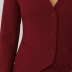 Women's Three Piece Suit - Tailored Blazer, Vest, and Slim-Fit Trousers