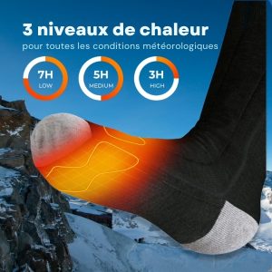 Wiederaufladbare Heizsocken – einstellbare Wärme, Komfort und Schutz gegen Kälte im Winter – waschbare und wasserdichte Heizsohlen