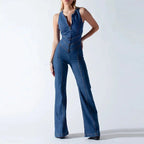 Women's Retro Denim Jumpsuit | Fitted Cut, Durable Fabric & Versatile Style for Casual or Elegant Looks