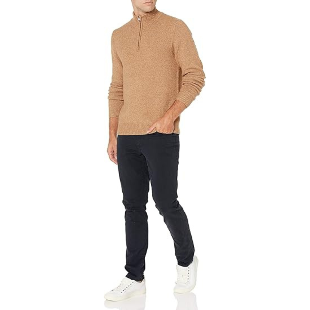 Mens Half Zip Sweater - V-Neck Knit | Smart Casual Lightweight Jumper