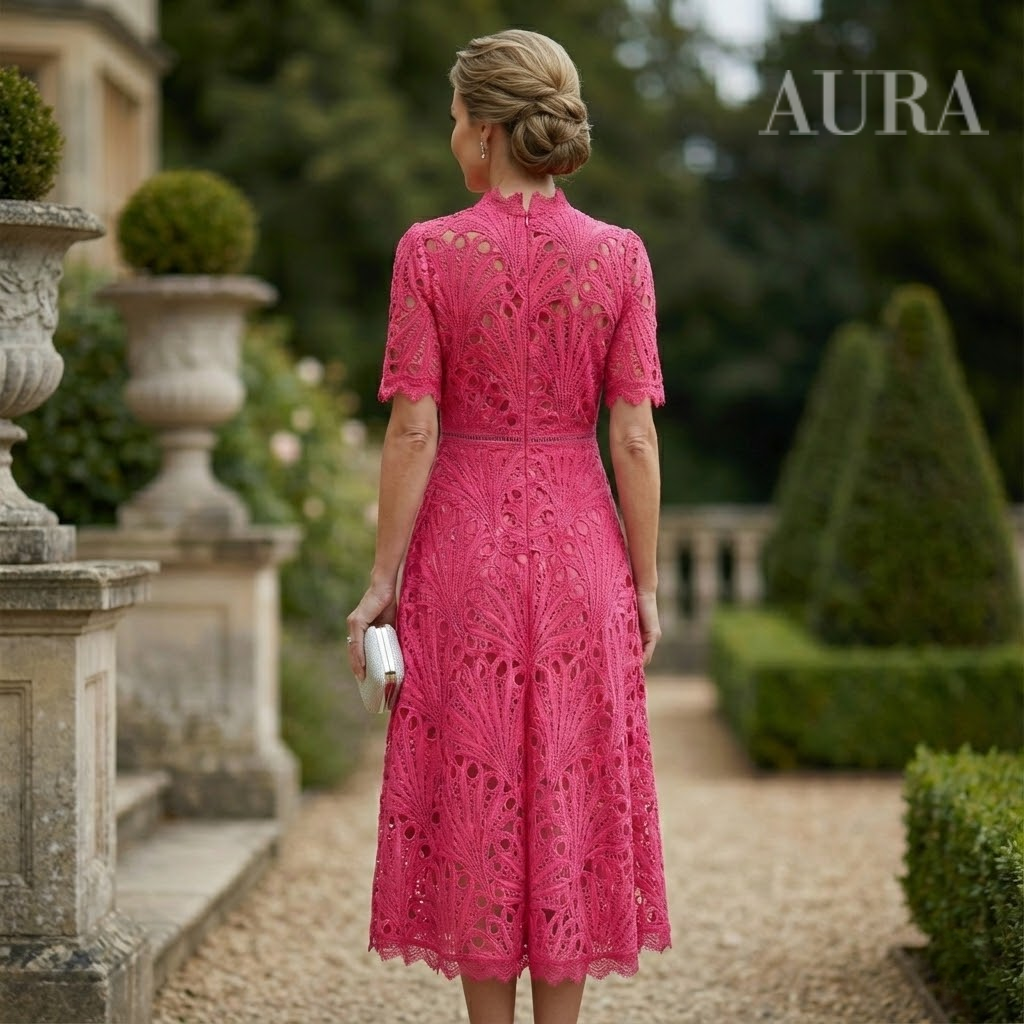 Lace Midi Dress With Sleeves