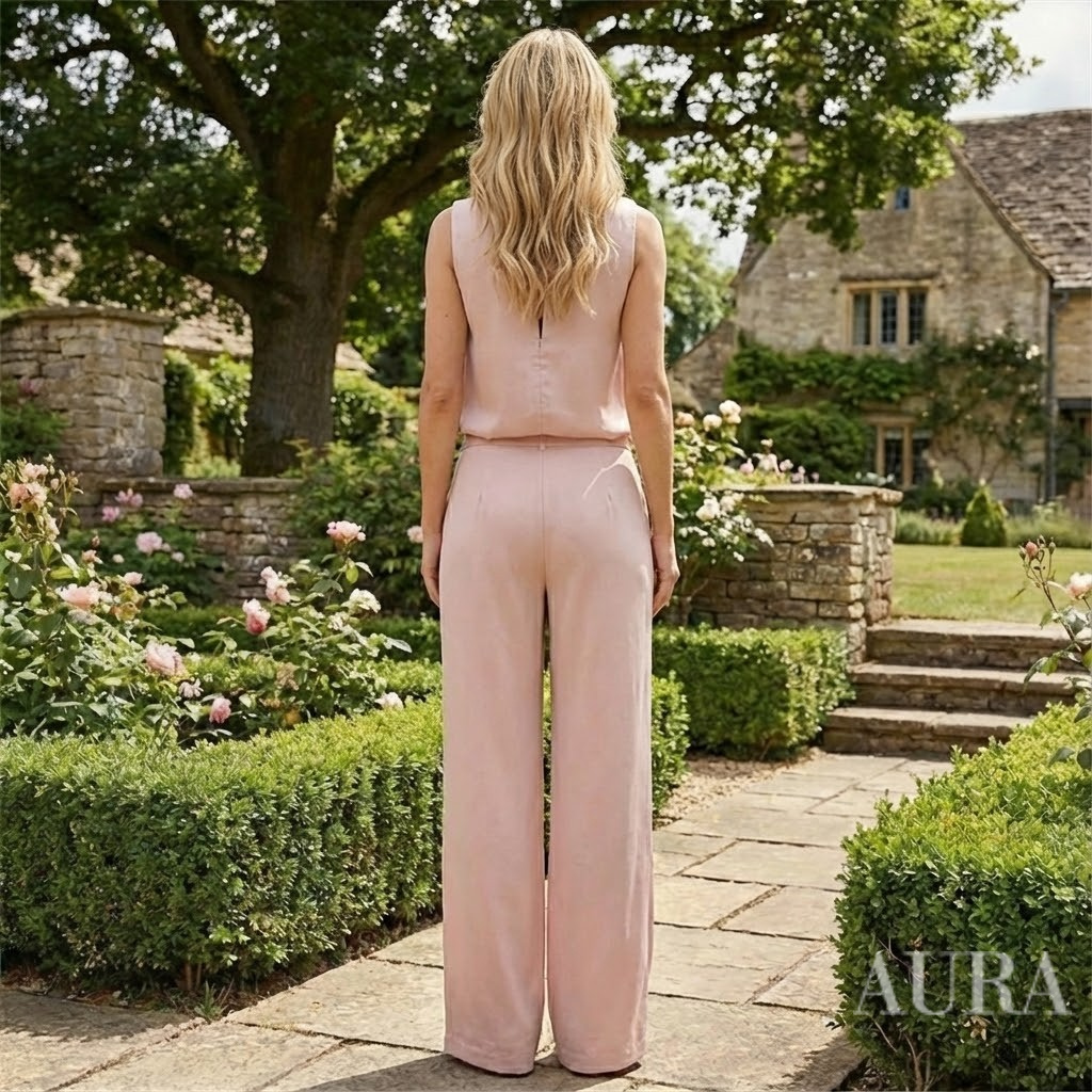 Women’s Wide Leg Jumpsuit | Round Neck, Mid-Waist Fit & Ideal for Office, Events, and Smart-Casual Wear