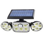 Solar Außenlampe mit Bewegungsmelder – LED Flutlicht mit 3 Strahlern für Garten, Hof und Garage