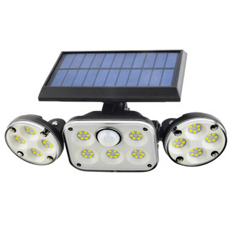 Solar Außenlampe mit Bewegungsmelder – LED Flutlicht mit 3 Strahlern für Garten, Hof und Garage