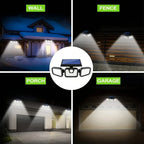 Solar Außenlampe mit Bewegungsmelder – LED Flutlicht mit 3 Strahlern für Garten, Hof und Garage