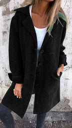 Women's Wool Coat | Lapel Collar, Comfortable Fit & Versatile for Casual and Business Outfits